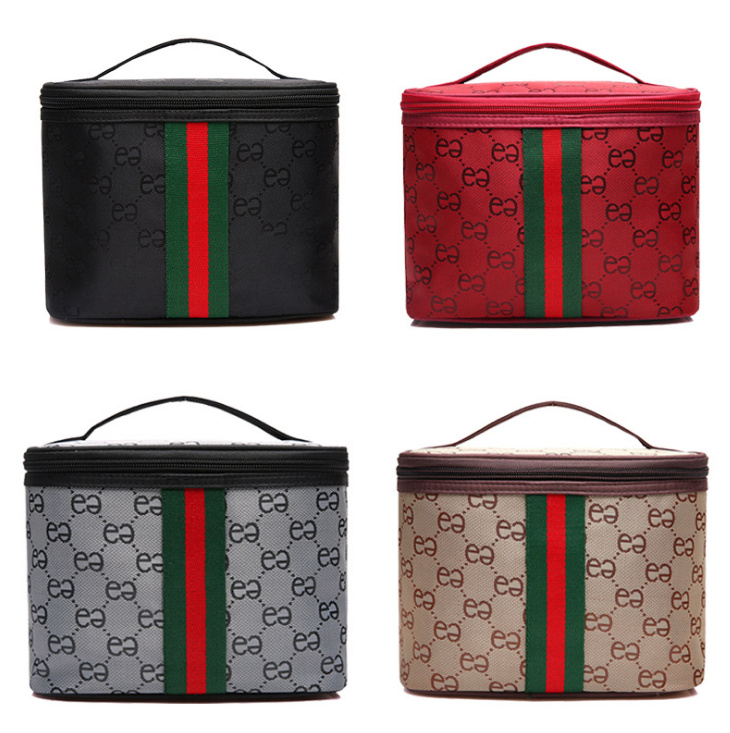 Cosmetic container bag 02 layer shockproof portable travel pink-3 sọc-soigen (nhiều màu)-[giỏ mỹ phẩm túi mỹ phẩm bag personalized underwear bag insulation]