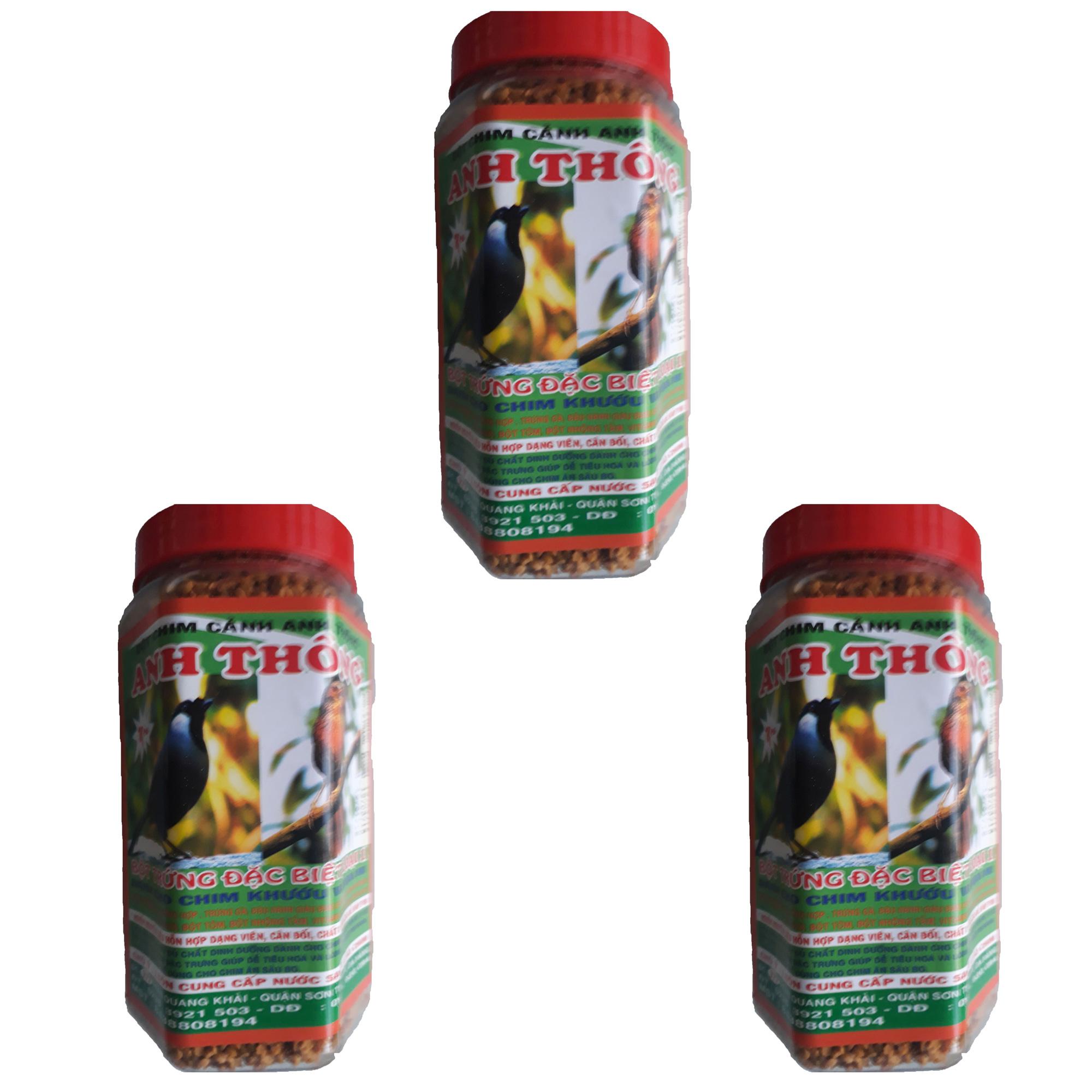Combo 3 Hũ Thức Ăn Chim Họa Mi Khướu Anh Thông 550g - Cám Mi Khướu Anh Thông Loại Tốt