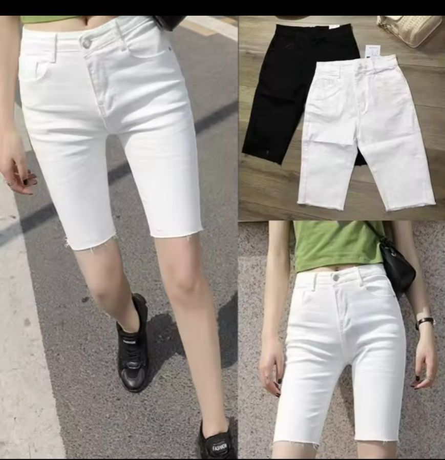 Quần kaki co dãn ngang đầu gối, quần kaki thun coton co dãn thời trang 2 màu đen trắng