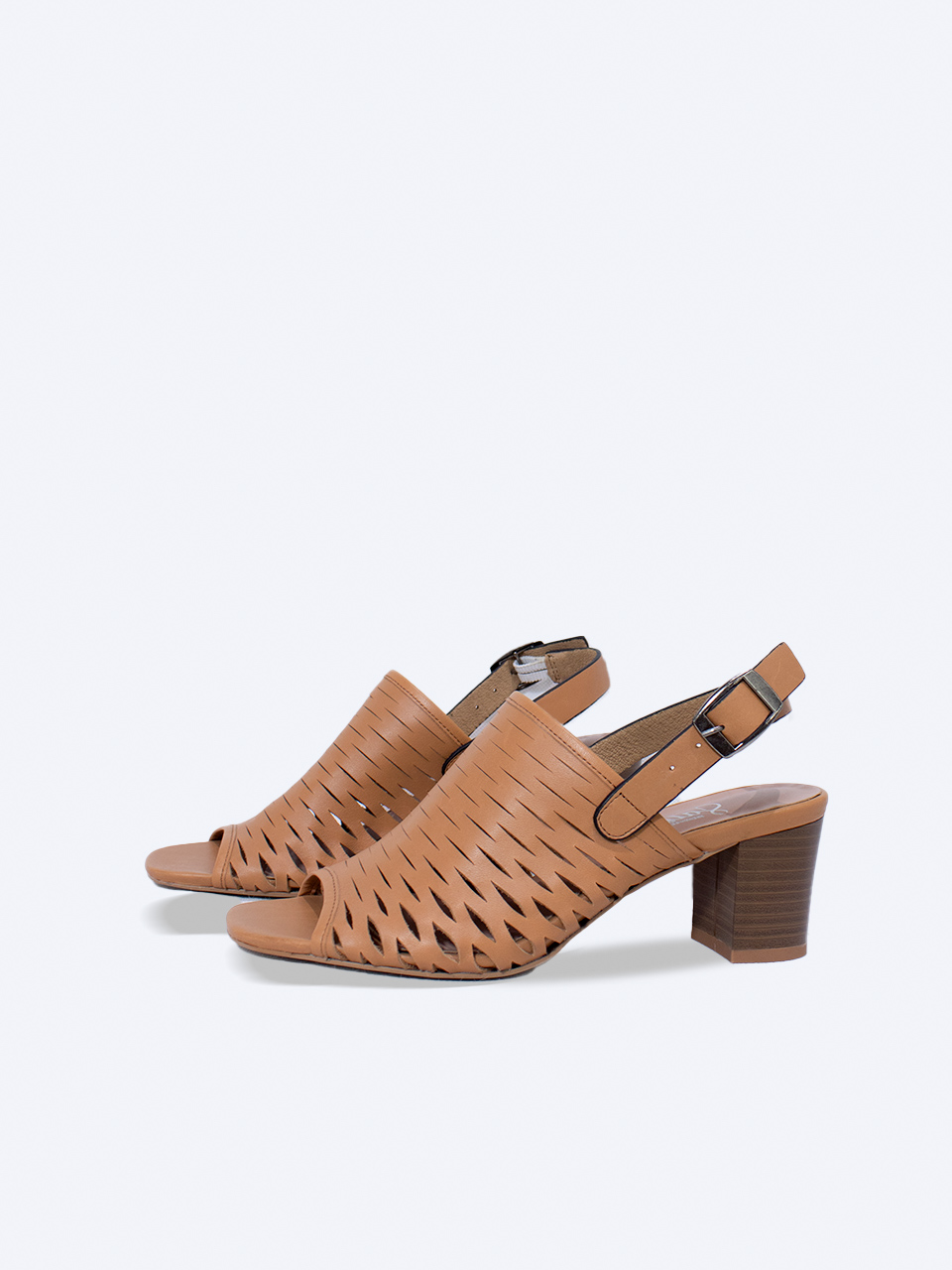 Giày Sandal gót trụ 5cm da thật cắt lazer SE02- SALSA