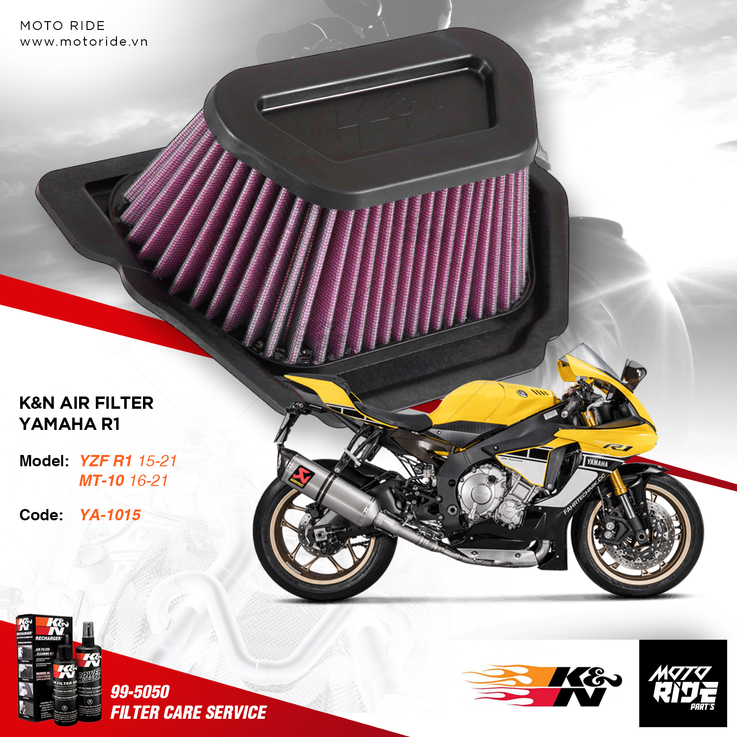 K&N YA-1015 LỌC GIÓ ĐỘ CHO YAMAHA R1 / MT-10