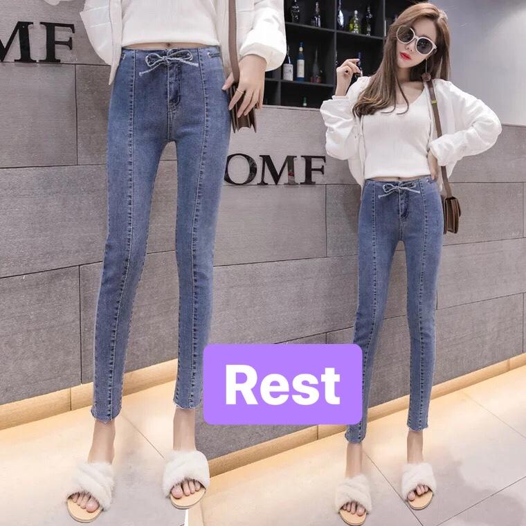 QUẦN JEAN NỮ CHẤT BÒ CAO CẤP XANH LƯNG CAO THẮT NƠ TREND TT-32 EVEREST FASHION