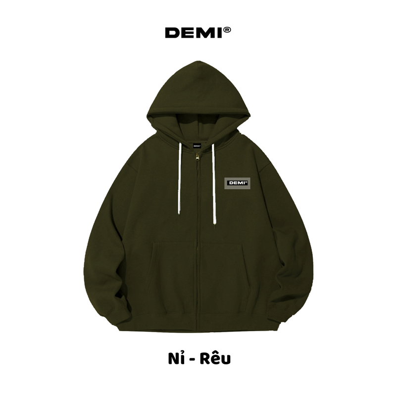 Áo hoodie zip nữ local brand, áo khoác unisex form rộng có mũ nỉ bông, nỉ chân cua dày nhiều màu local brand DEMI | DE-AK37