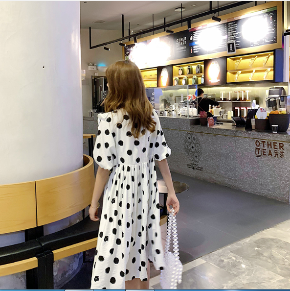 [HCM]ĐẦM BẦU VÁY BẦU CÔNG SỞ CHẤM BI ĐEN