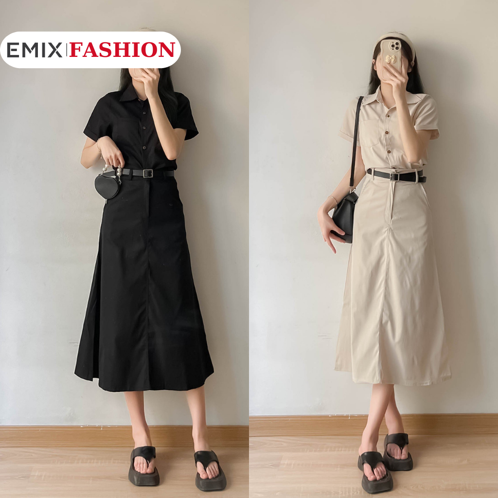 Chân váy chữ A lưng cao màu trơn phong cách vintage | Shopee Việt Nam