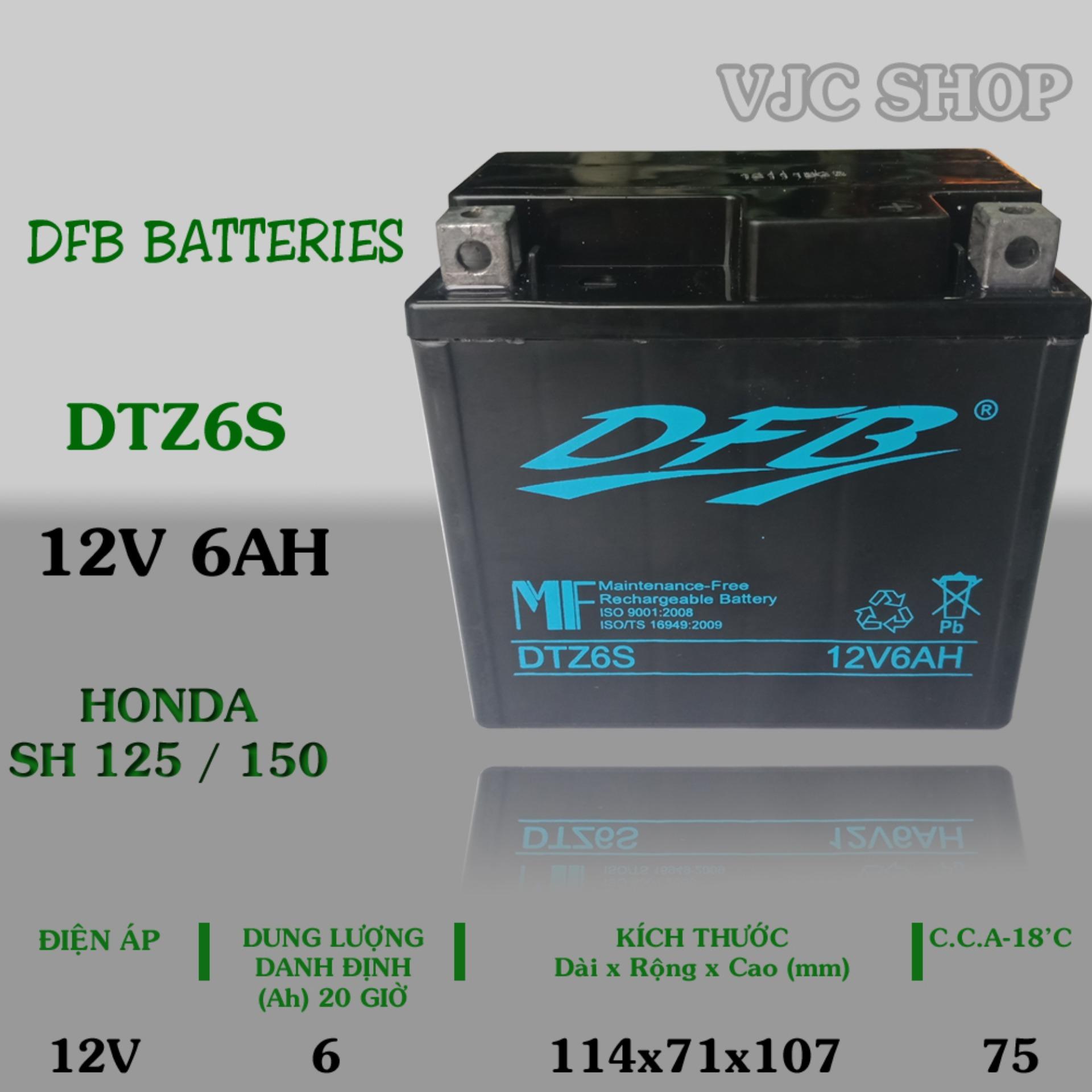 Bình ắc quy xe Honda SH hãng DFB Batteries dung lượng 12V 6AH