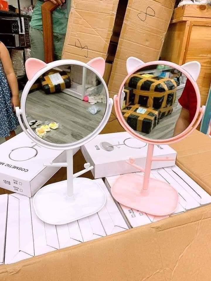 Gương tai mèo, tai thỏ mini để bàn cực xinh, gương để bàn, gương mini cho các nàng, gương để bàn mini