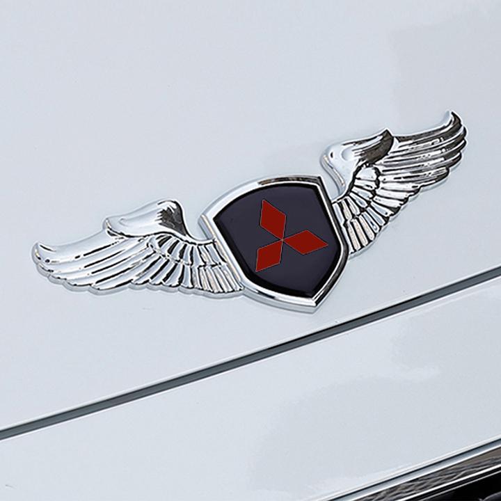 Logo đôi cánh dán capo xe ô tô cao cấp (Mitsu)