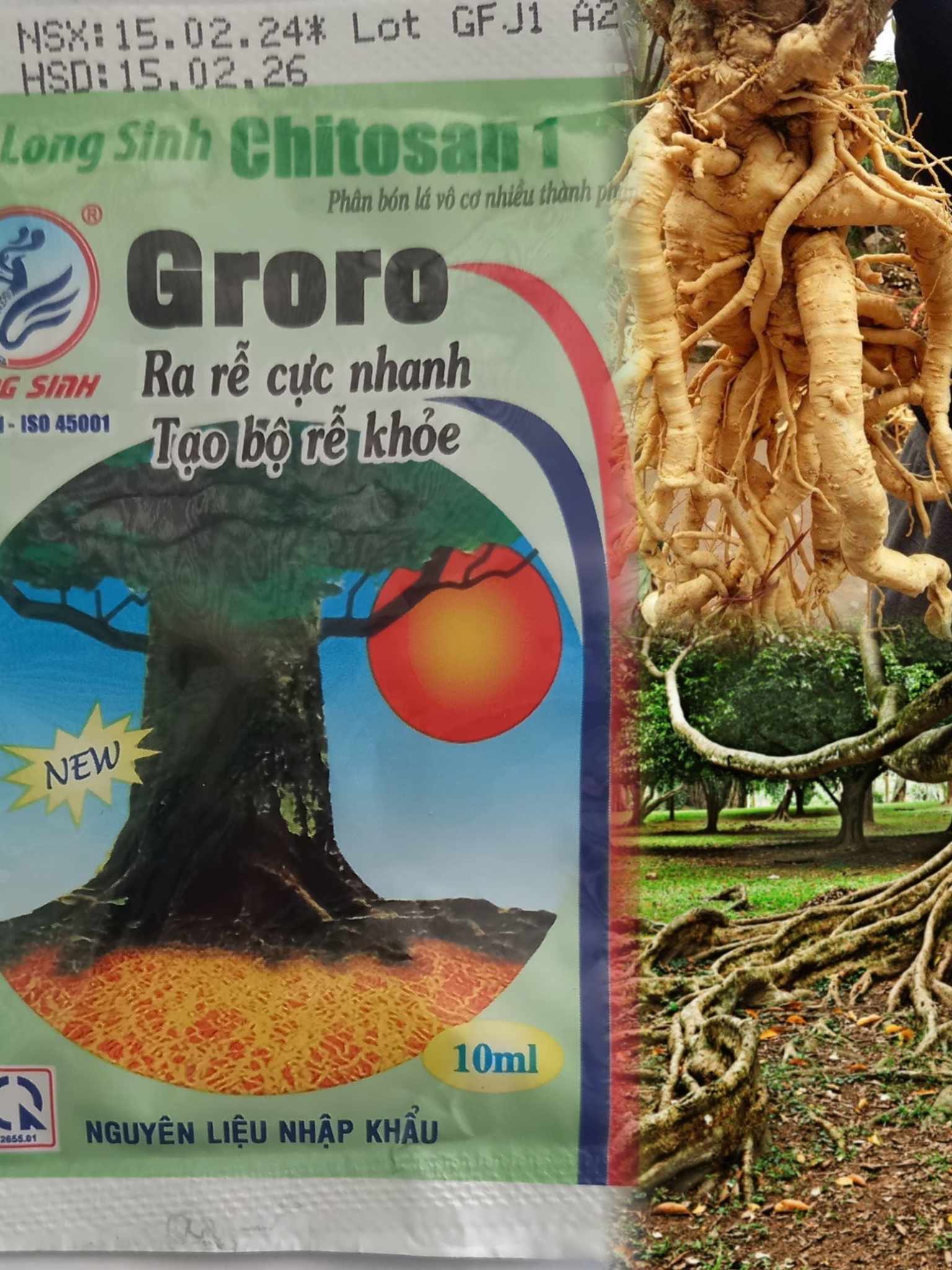 Phân bón kích ra rễ cực mạnh Groro Chitosan (gói 10ml), cho tất cả các cây trồng