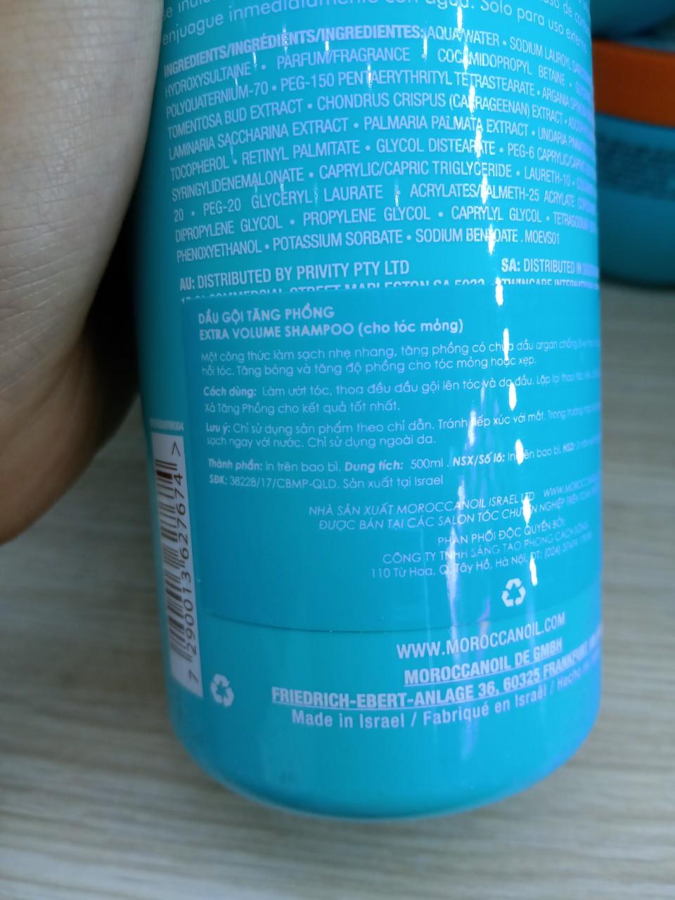 Dầu Gội  Tăng Phồng Tóc Moroccanoil Volume 500ML