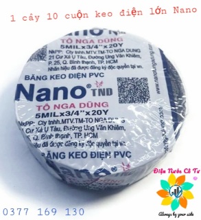 10 cuộn băng keo điện Lớn màu đen 20 yard Nano thumbnail