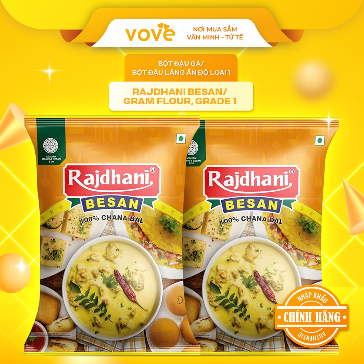 Bột đậu gà Ấn Độ Besan Rajdhani gói 1kg [VOVEDACSAN]
