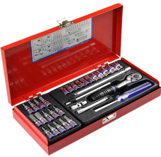 Bộ tuýp 31 chi tiết hệ mét Kingtony 2031MR 1/4inch (Đỏ)