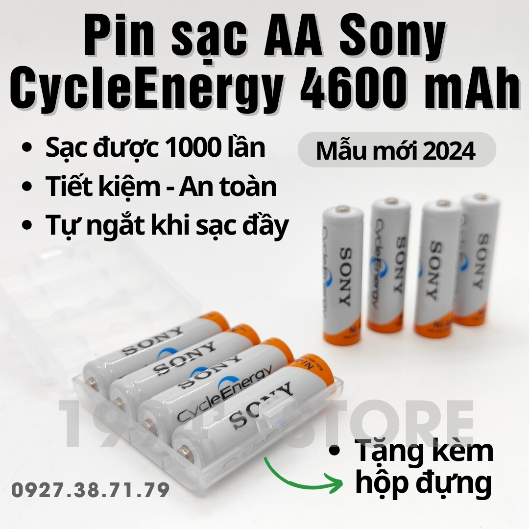 Combo 4 pin sạc sony cycleenergy aa và aaa - pin sạc sony 2a và 3a - tuổi thọ 1.000 lần sạc