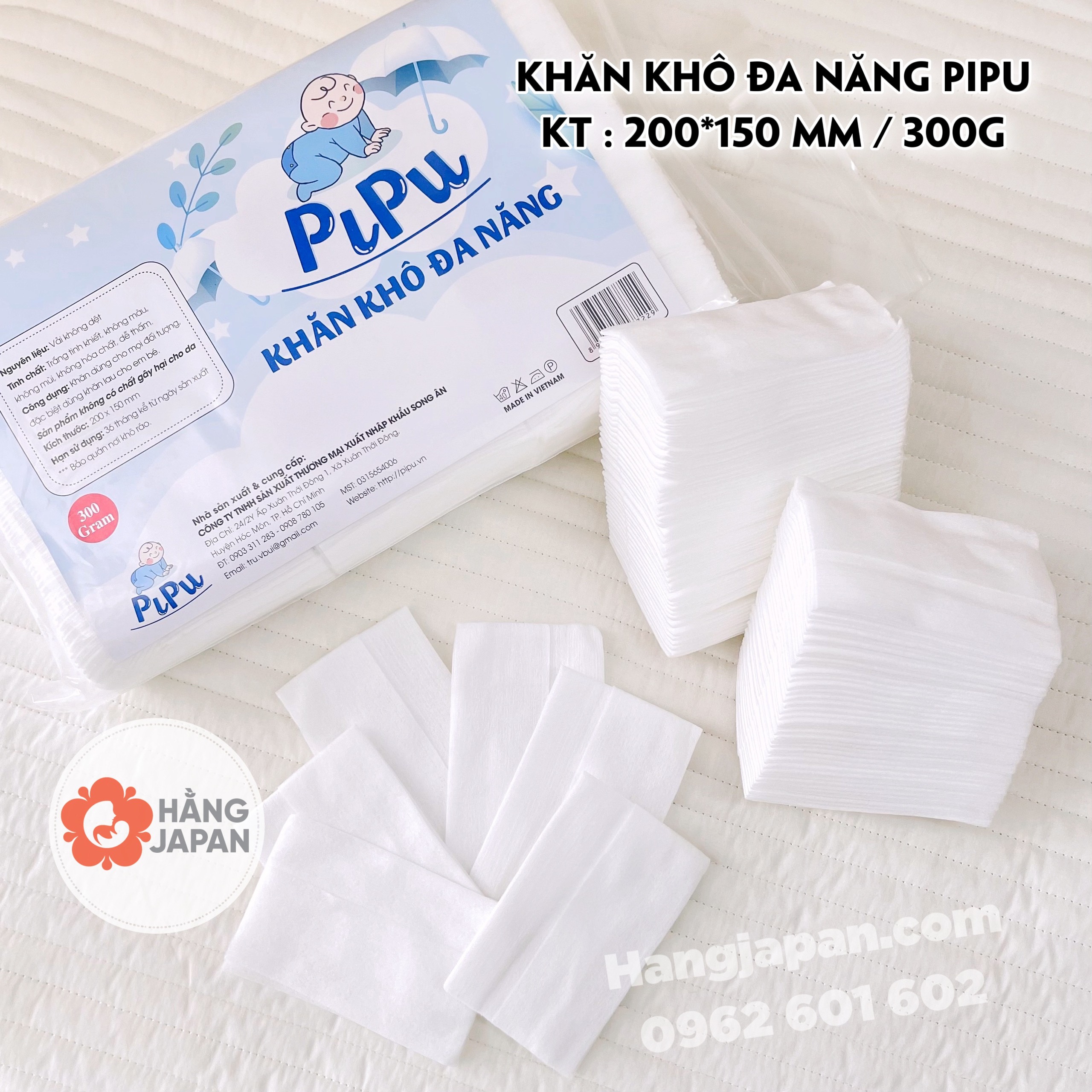 Khăn khô đa năng cho bé Pipu 300g cho bé