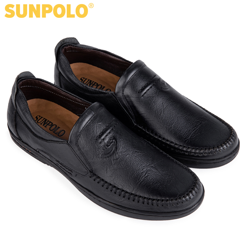 Giày mọi nam da bò SUNPOLO LS4016 (Đen, Nâu)