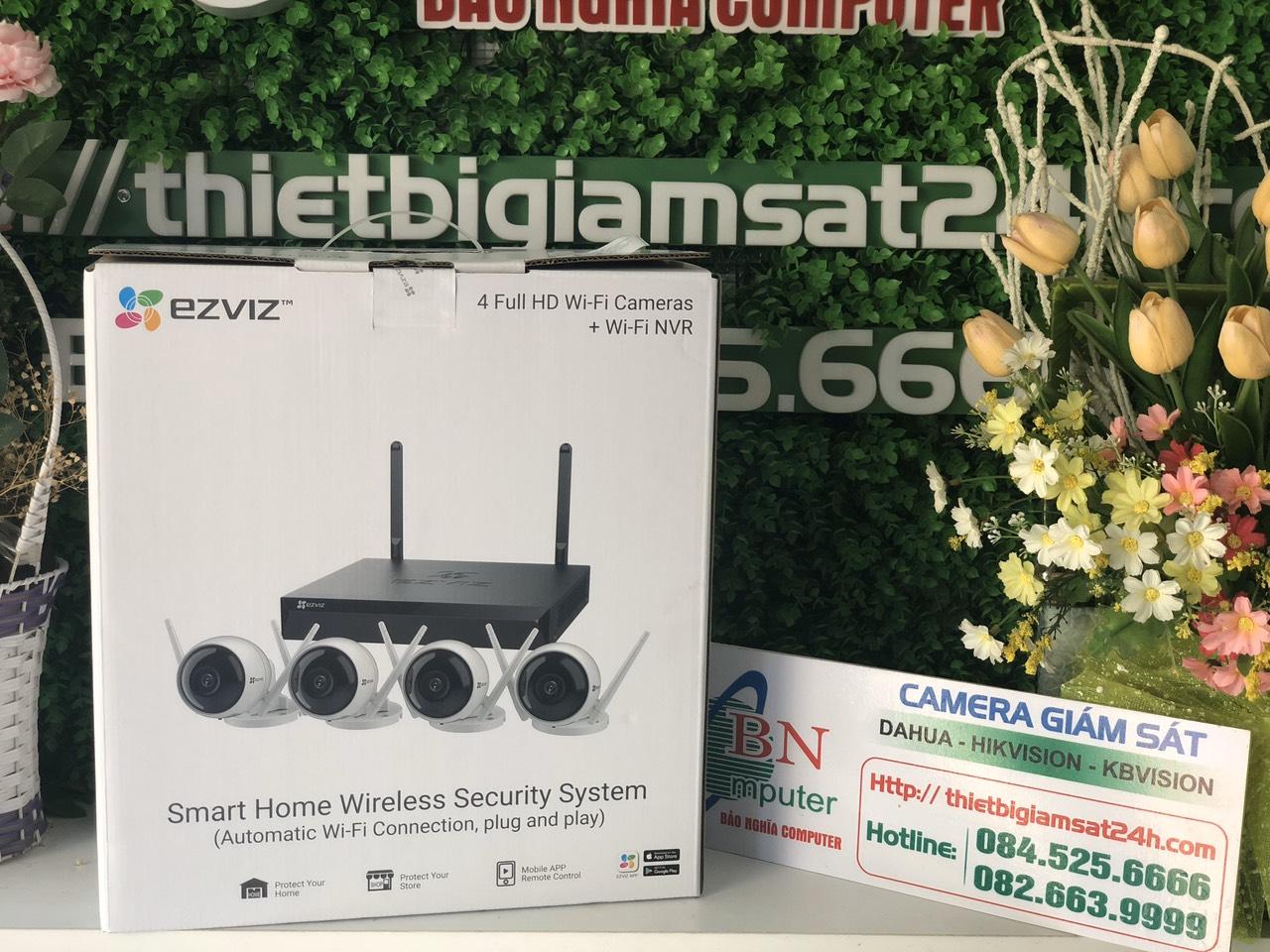 Trọn bộ kit ezviz camera wifi bộ gồm 4 camera cs-c3wn 1 đầu ghi cs-x5s-4w.