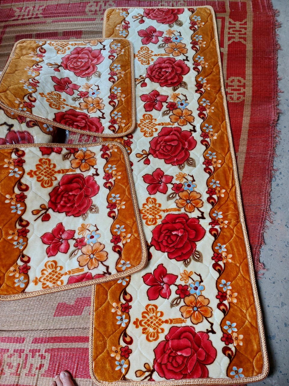 Bộ Thảm ghế nhung trần hoa cao cấp