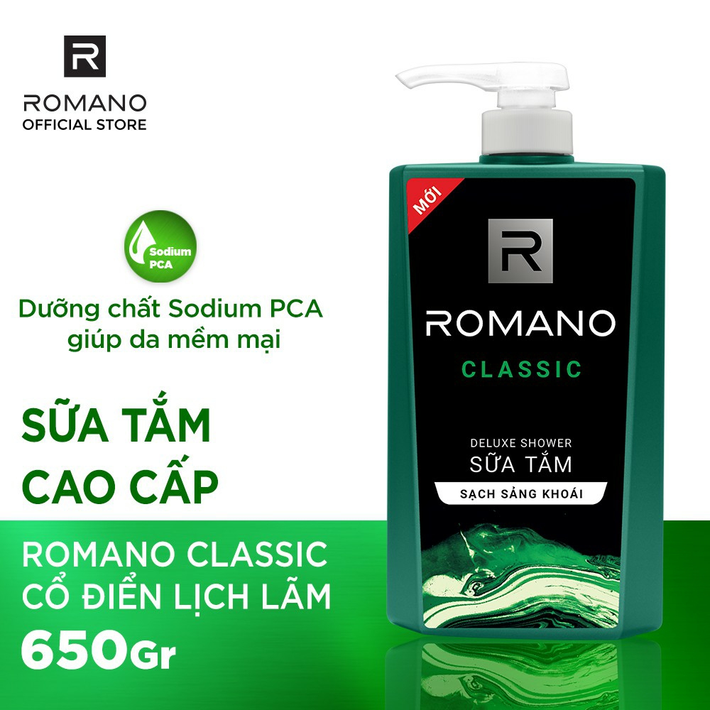 HOÀN TIỀN 15% - Sữa tắm Romano hương nước hoa sạch sảng khoái 650gr