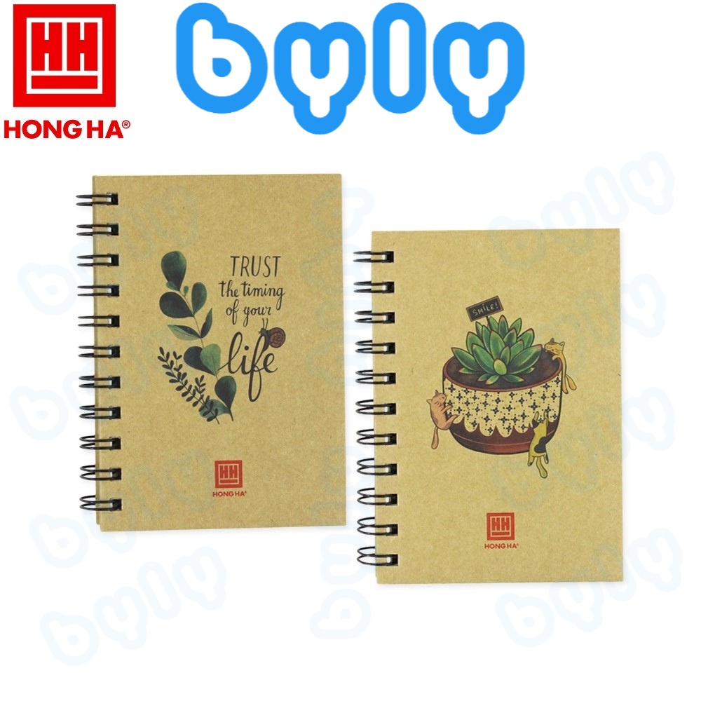 Notebook A6 - Sổ lò xo bìa cứng Green Plant Hồng Hà 4154 - Sổ Tay Vintage - ByLy Store