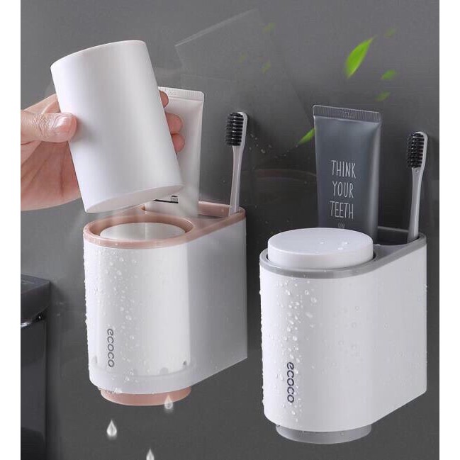 Kệ đựng bàn chải đánh răng Ecoco 2 Cốc dán tường