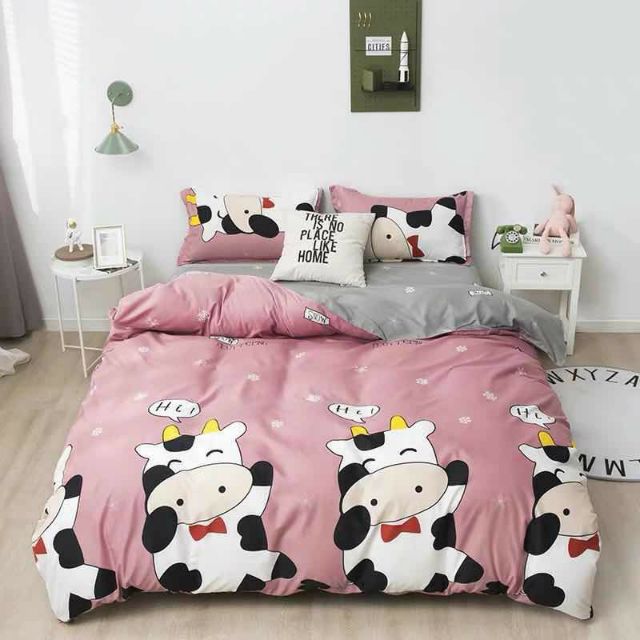 Bộ Chăn Ga Gối Bò Sữa Hi Cotton Poly Bộ Chăn Ga Gối Cao Cấp Nhập Khẩu 5 Món, 4 Món Sản Phẩm Chăn Ga Gối Nệm Dùng 4 Mùa