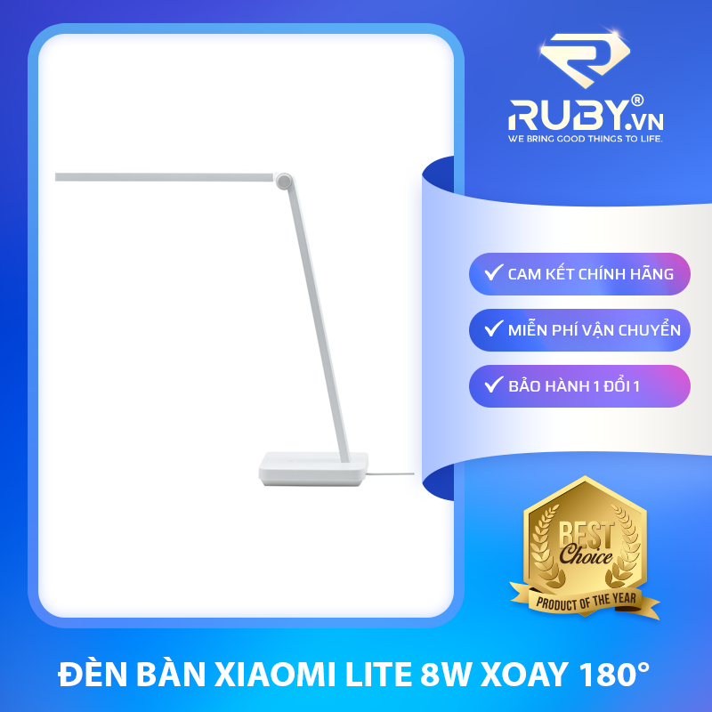 Đèn bàn Xiaomi Lite 8W xoay 180°, ánh sáng LED bảo vệ mắt, chịu lực, chịu nhiệt