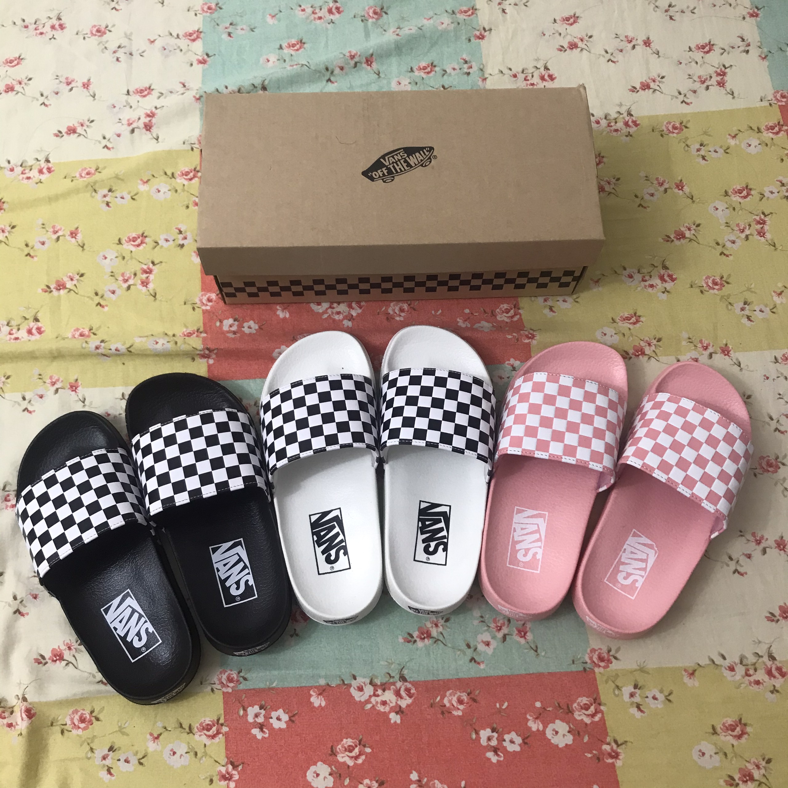 [HCM]Dép vans caro quai ngang [siêu nhẹ và êm] full box
