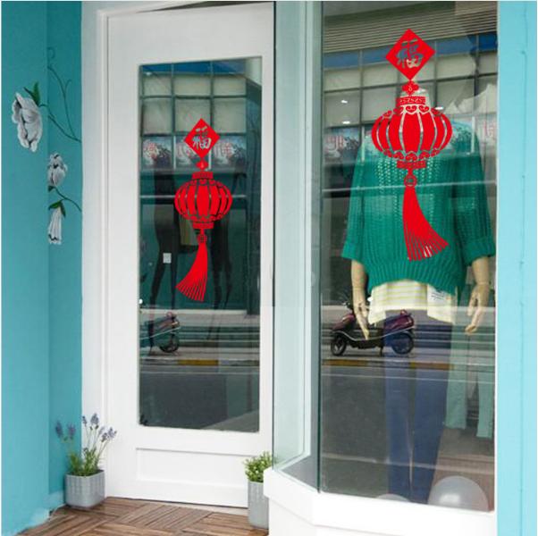 [HCM]Decal Trang Trí Tết - Lồng Đèn Đỏ Chào Xuân