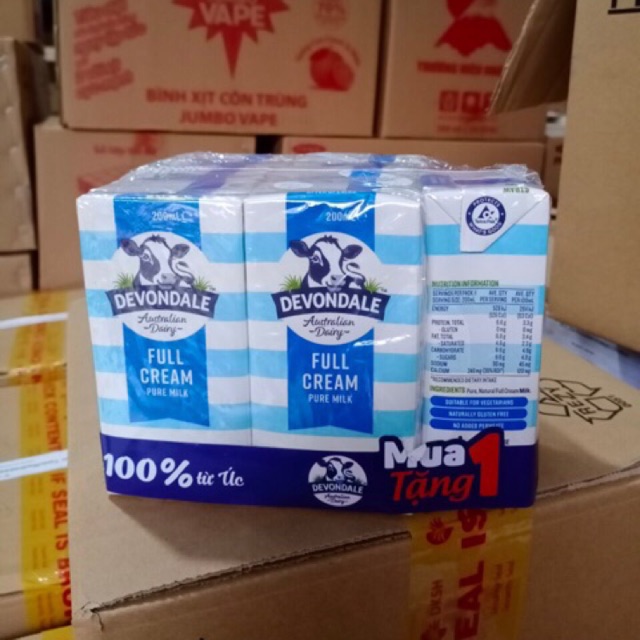 Sữa tươi Devondale nguyên kem hộp 200ml (thùng 24 hộp)