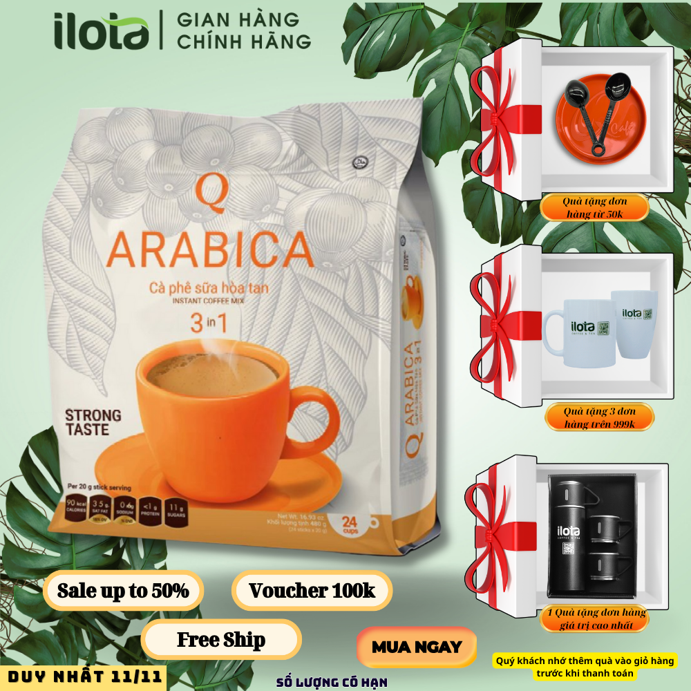Cà phê Hoà tan 3in1 cafe uống liền Arabica Trần Quang