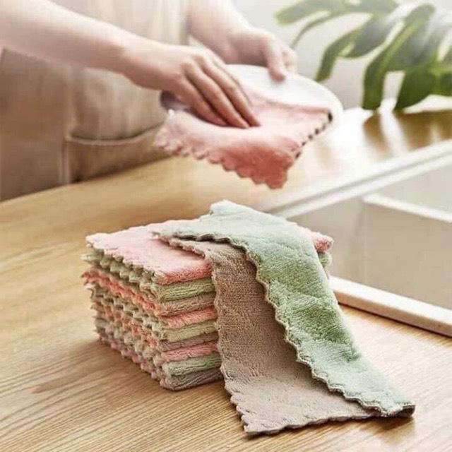 [Khăn Lông Len] Set 2 Khăn lau bếp đa năng 25x15cm