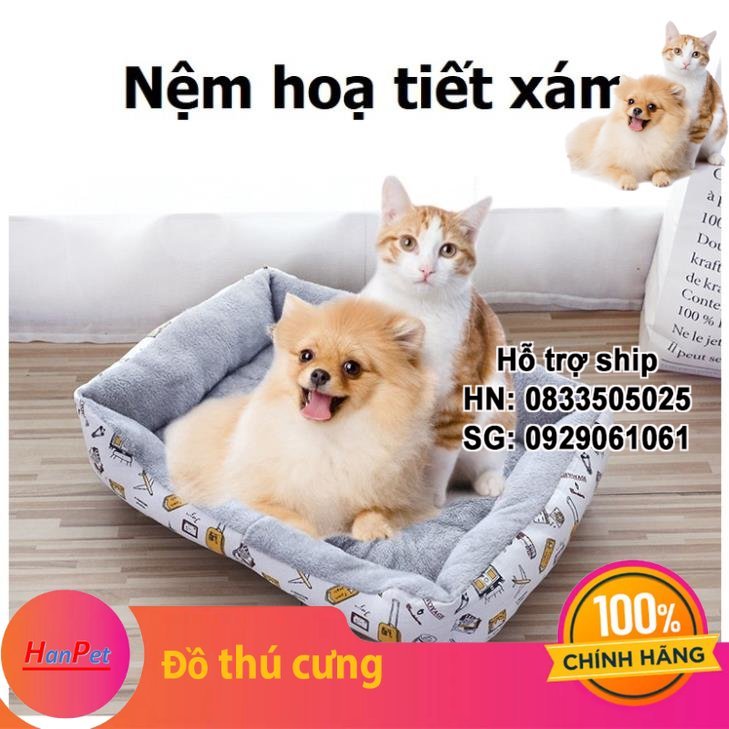 Hanpet - Đệm ấm cho chó mèo lót lông có thể dùng với thảm mùa hè. Nệm chữ nhật cho thú cưng chống xê dịch
