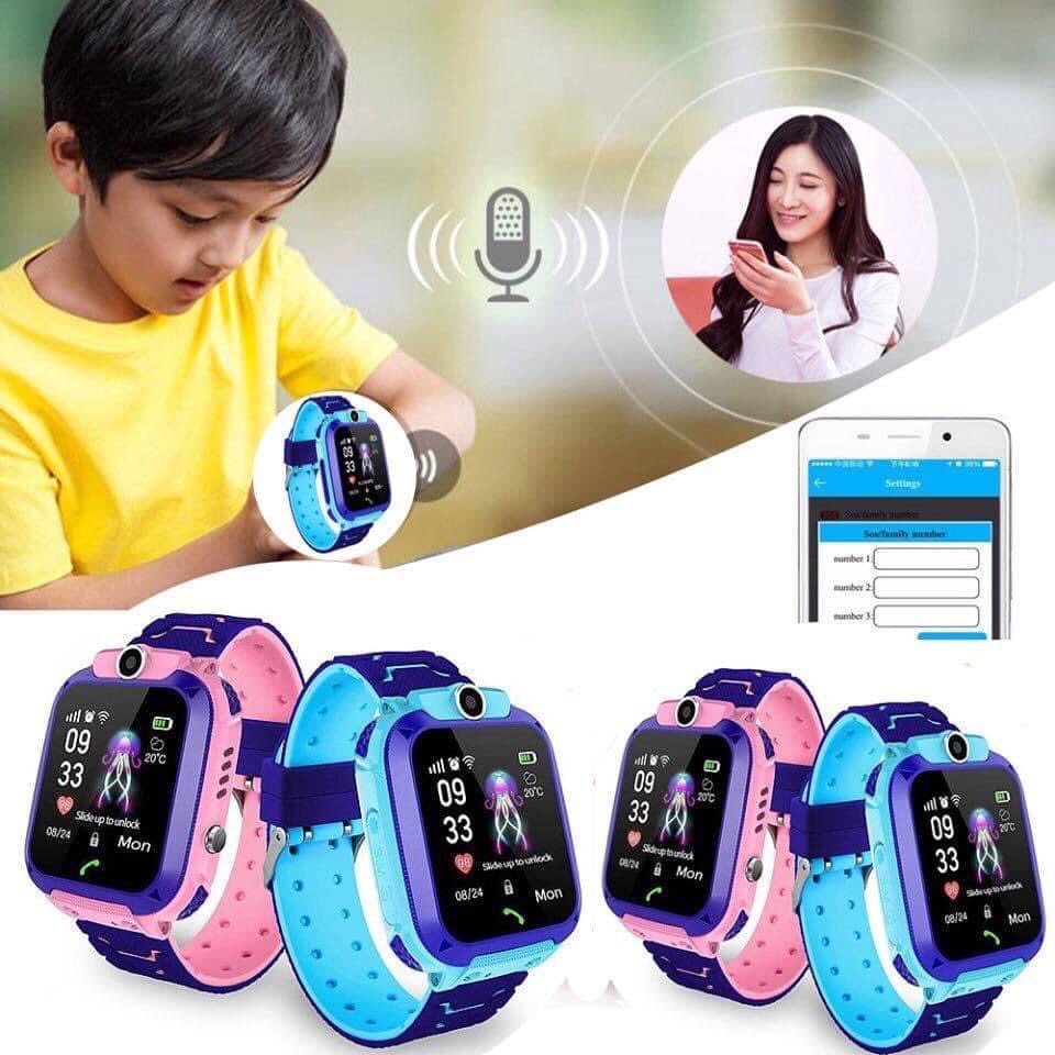 Đồng hồ thông minh Định vị Q12lắp sim nghe gọi 2 chiều Chống nước tích hợp lắp sim 4G 3G