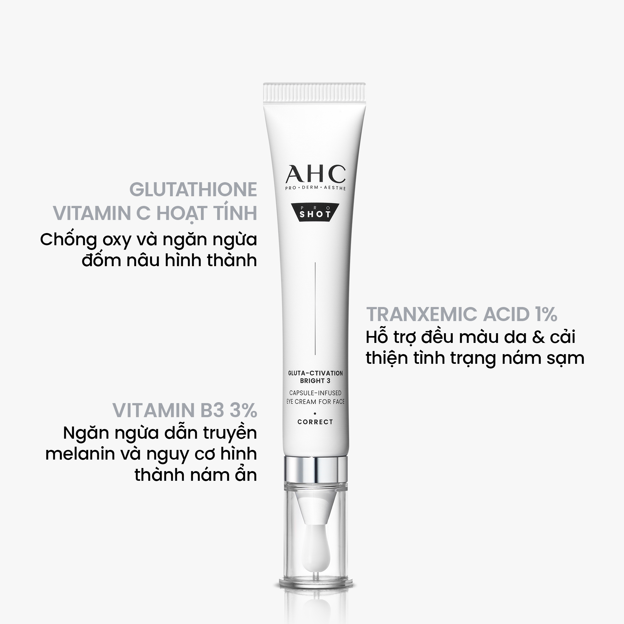 Kem mắt cho mặt mờ nám sáng da PROSHOT GLUTA-CTIVATION BRIGHT 3 AHC 30ML - Hình ảnh 6