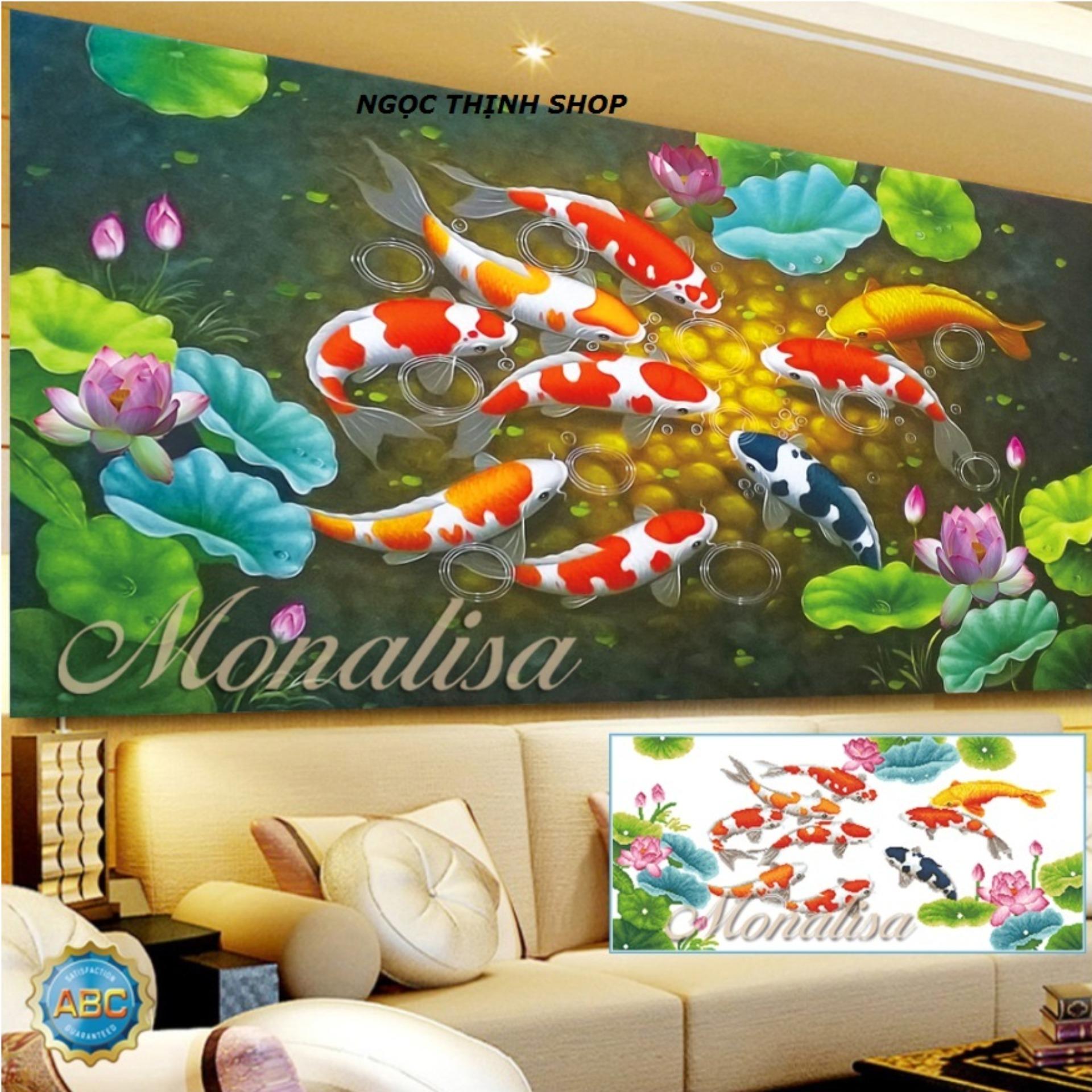 Tranh đính đá cửu ngư quần hội Y8208 120x60cm