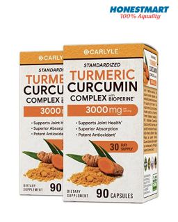Viên uống nghệ hàm lượng cao Carlyle Turmeric Curcumin 3000 Mg Con Bioperine 90 viên x2 thumbnail