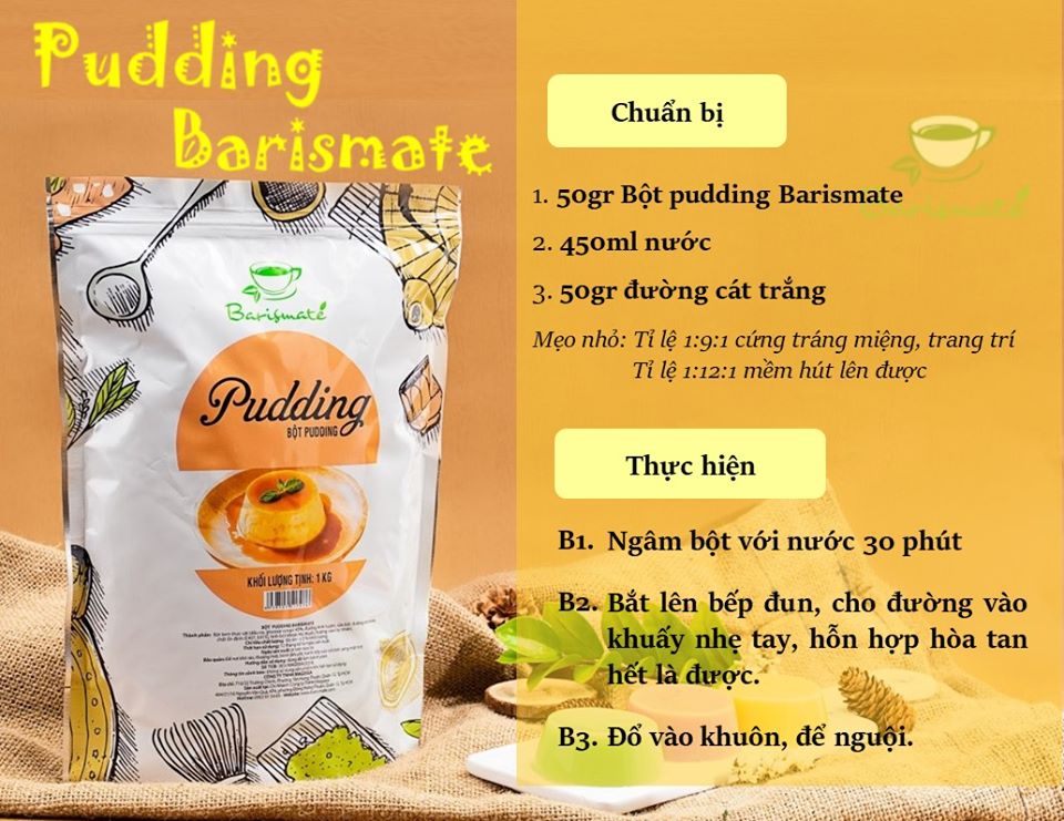 Bột Bánh Plan/Pudding Vị TRỨNG hiệu Barismate túi 100G