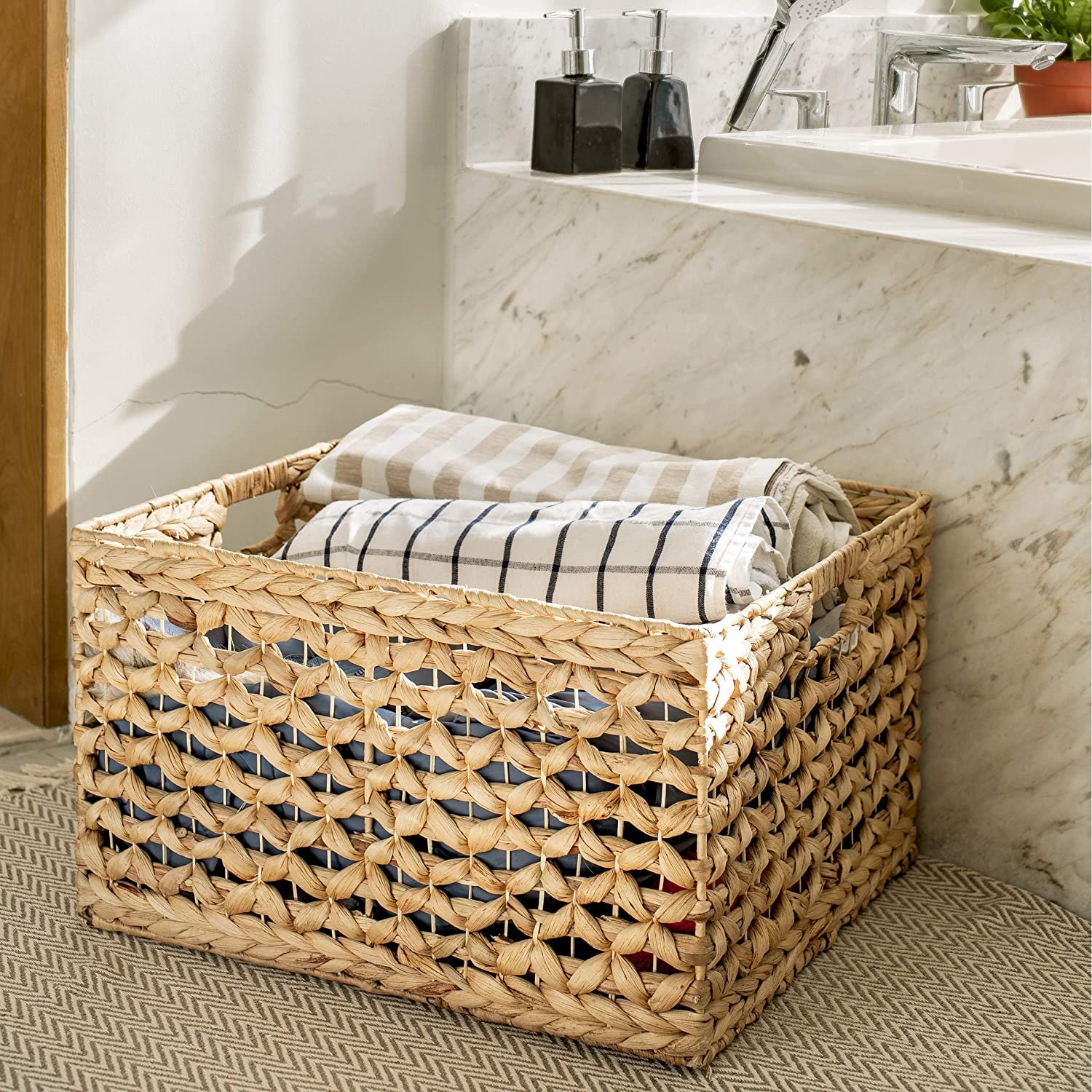 [Lubi Home] - Sọt đựng đồ đan hoa thị sang trọng