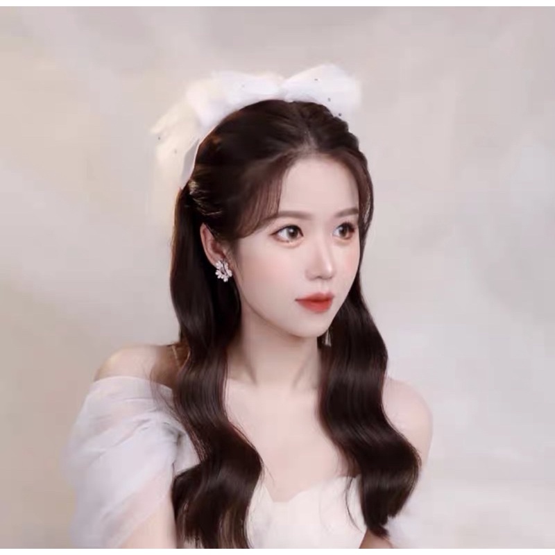Lúp voan kẹp tóc cô dâu nơ nhẹ nhàng