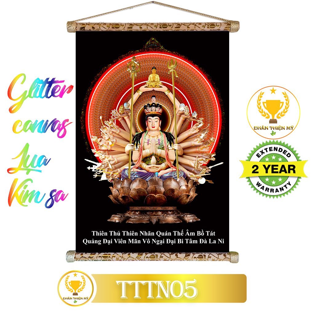 [GIEO DUYÊN] Thiên Thủ Thiên Nhãn - Tranh Vải Kim Sa Cao Cấp 40x60cm