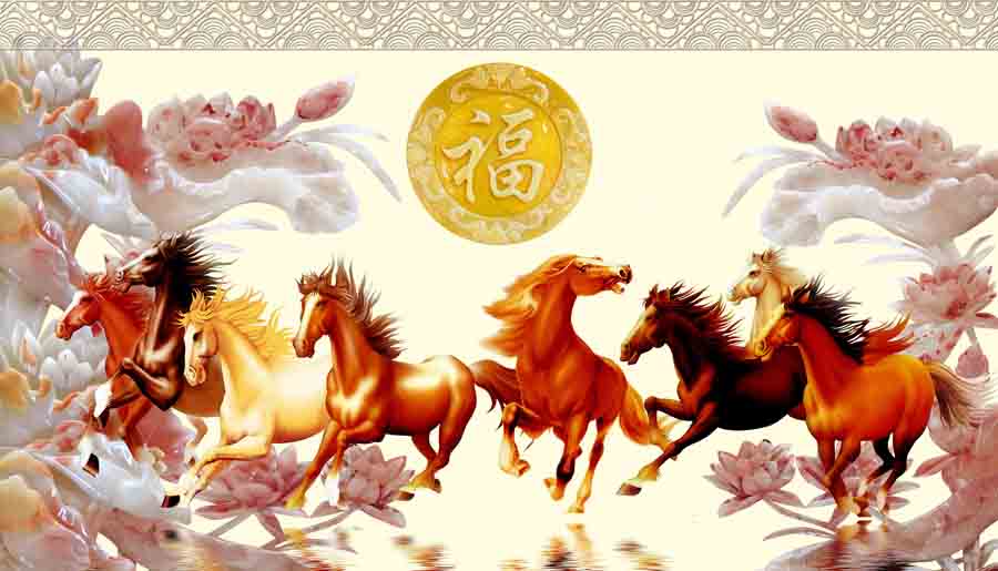Tranh dán tường 3d mã đáo phòng khách