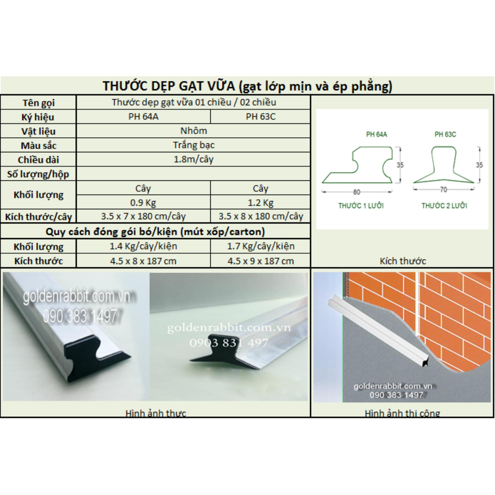 [HCM]THƯỚC DẸP GẠT VỮA 01 CHIỀU PH64A  (1.8 M)