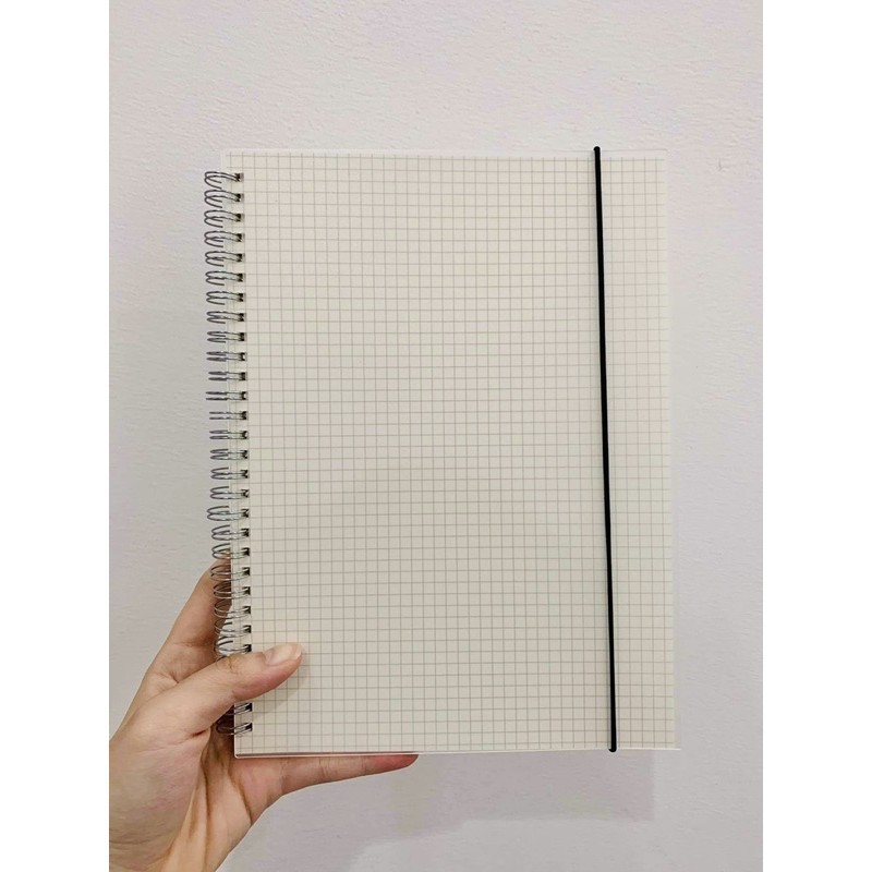 Grid Notebook - Sổ Ô Vuông - Sổ Kẻ Ô Grid - Sổ Gáy Xoắn Bìa Nhựa Basic Notebook