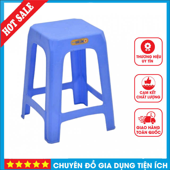 Ghế đẩu cao kẻ mới song long, ghế nhựa cao 45cm