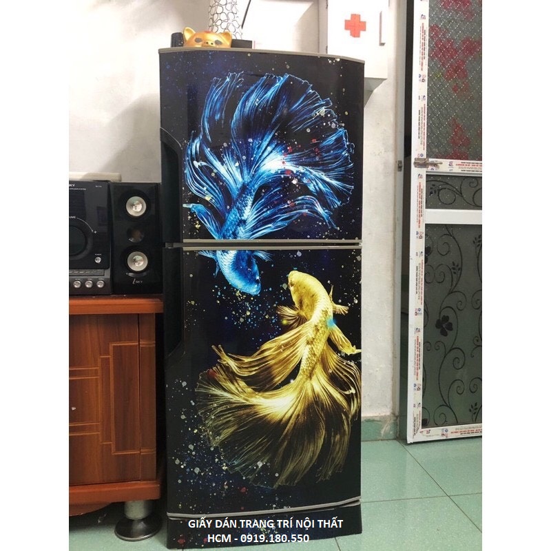 Giấy Decal Dán Tủ Lạnh Phong Thủy CÁ TIÊN SONG BÍCH - THUTHAODECOR