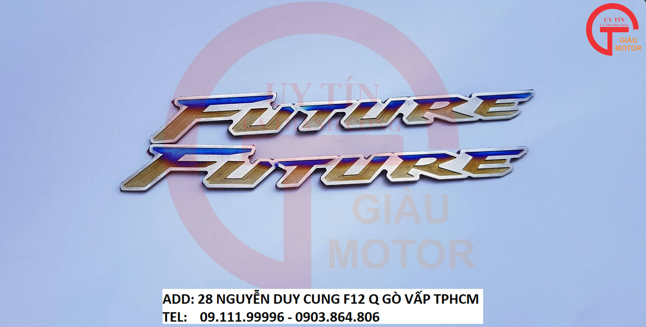 Cặp tem titan chữ future dán xe honda future