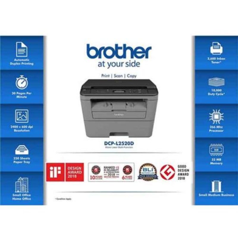 Máy in 2 mặt đa chức năng Brother DCP-L2520d ( Tặng kèm hộp mực mới theo máy , dây nguồn dây usb mới )