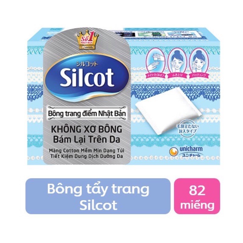 [HCM]Bông .T.ẩ.y. Trang Silcot Nhật Bản (82 miếng)