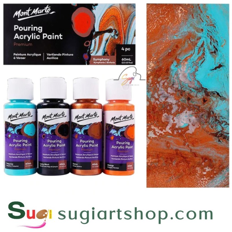 Bộ màu đổ Mont Marte Premium Pouring Acrylic Paint set 4 chai 60ml-SYMPHONY-PMPP4201 - SUGI ART SHOP